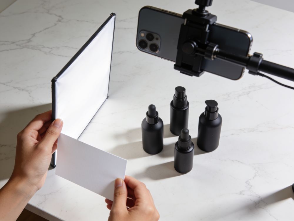 A product shoot in progress