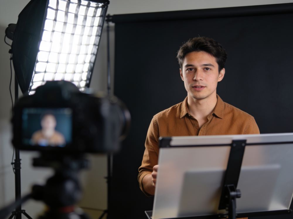 A creator filming a course lesson